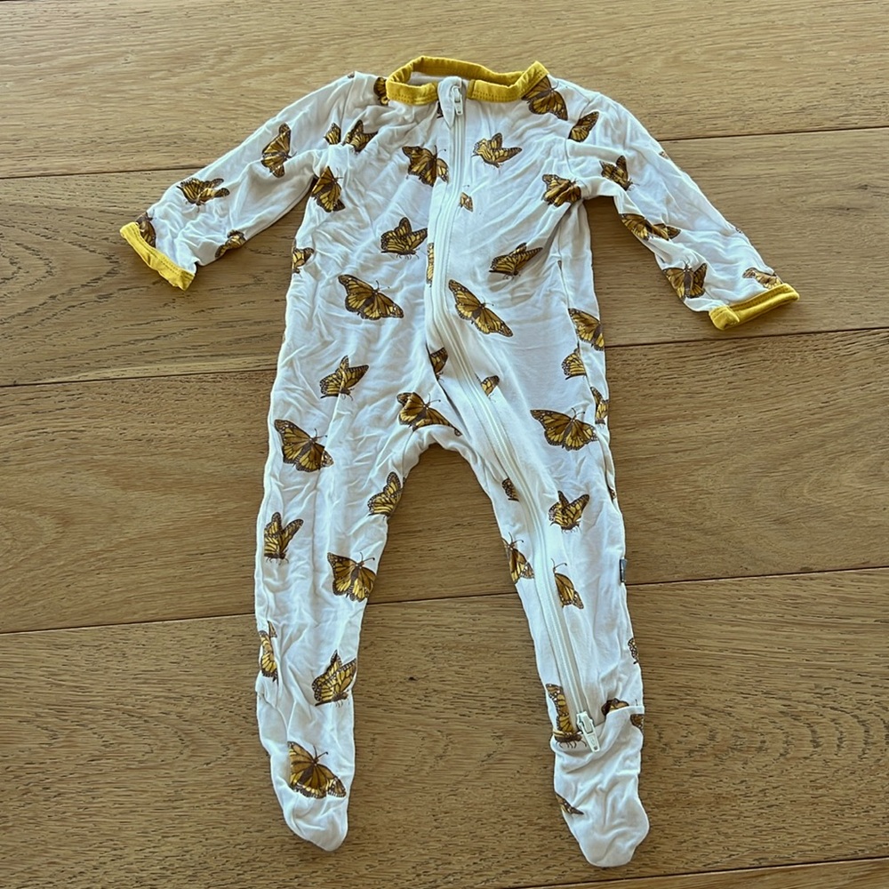 Kyte baby footie pjs butterfly orange size 3-6mos